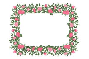 romântico floral bandeira modelo ou cumprimento cartão com cópia de espaço verão plano estilizado flores isolado em branco fundo. na moda impressão Projeto para interior decoração vetor