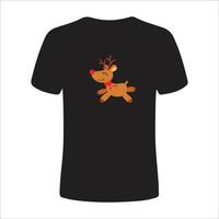 Natal camiseta Projeto com jacquard tricô. imagem do uma papai noel veado com vermelho nariz vetor