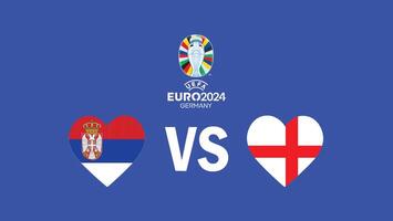 Sérvia e Inglaterra Combine emblema coração euro 2024 equipes Projeto com oficial símbolo logotipo abstrato países europeu futebol ilustração vetor