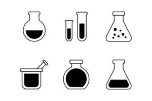 química laboratório equipamento ícones para científico pesquisa usar vetor