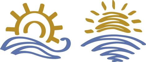 Sol e mar clipart onda água verão período de férias símbolo vetor