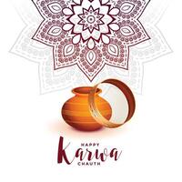criativo karwa Chauth festival cumprimento com decorativo elementos vetor