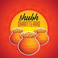 shubh dhanteras laranja festival cartão Projeto fundo vetor