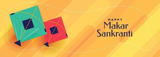 adorável Makar Sankranti pipas festival bandeira Projeto vetor