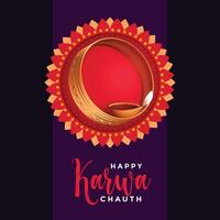 indiano feliz karwa Chauth festival cumprimento cartão fundo vetor