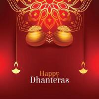 brilhante vermelho feliz dhanteras decorativo fundo Projeto vetor