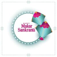 Makar Sankranti celebração desejos cartão com dois pipas vetor