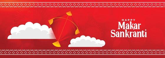 feliz Makar Sankranti vermelho festival bandeira Projeto vetor