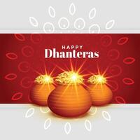 lindo feliz dhanteras festival cumprimento desejos cartão Projeto vetor