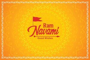 feliz RAM navami amarelo festival cartão Projeto vetor