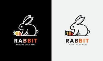 Coelho logotipo, Coelho com folha cenoura, animal Projeto logotipo , Coelho cabeça, minimalista moderno conceito amostra vetor