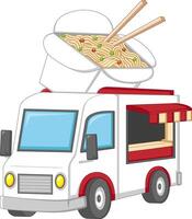 Comida caminhão logótipo para ramen japonês restaurante velozes Entrega serviço ou rua Comida festival vetor