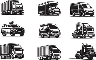 conjunto do caminhões ilustração eps 10 vetor