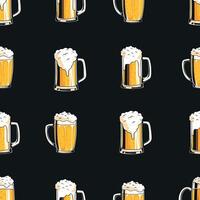 frio Cerveja caneca vintage desatado padrão, retro estilo ilustração vetor