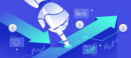 ai investimento robô comércio bandeira vetor