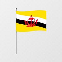 brunei nacional bandeira em mastro. ilustração. vetor