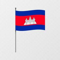 Camboja nacional bandeira em mastro. ilustração. vetor