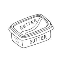 manteiga ou Margarina dentro uma plástico quadrado recipiente. diário produtos. Comida ilustração, isolado em branco vetor