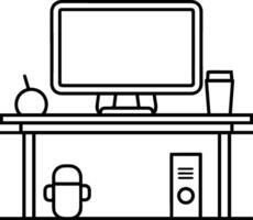 escrivaninha mesa computador ícone linha estilo vetor