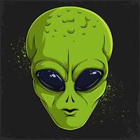 mão desenhado alienígena cabeça personagem, extraterrestre criatura estrangeiro UFO figura isolado vetor