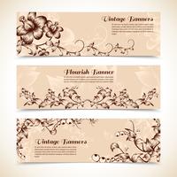 Banner horizontal de floreio ornamentado vintage vetor