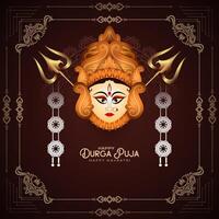 Durga puja religioso e design de fundo de celebração do festival indiano navratri feliz vetor