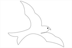 contínuo 1 linha arte desenhando do fofa pássaro simples esboço ilustração vetor
