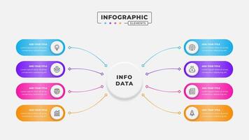 o negócio processo infográfico Projeto modelo com 8 passos vetor