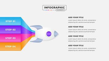 o negócio processo infográfico Projeto modelo com 4 passos ou opções vetor