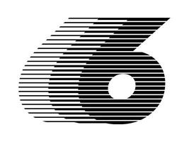 6 número Rapidez linha abstrato ótico ilusão listra meio-tom símbolo ícone ilustração vetor
