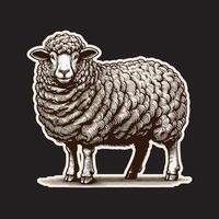 Fazenda ovelha esboço mão desenhado lado Visão agricultura ilustração vetor