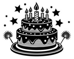 bolo de aniversario com velas vetor