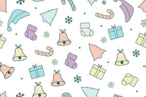 doodle padrão de árvore de Natal sem costura com design em cores pastel vetor