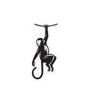 macaco silhueta em branco e branco. macaco logotipo, macaco ilustração vetor