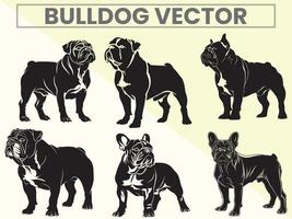 Preto silhuetas conjunto do buldogue para buldogue amante. vetor