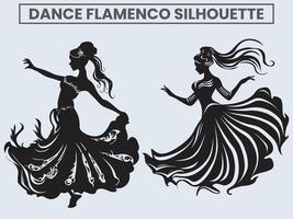 dança flamenco silhueta. Princesa dançando flamenco. vetor