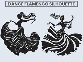 dança flamenco silhueta. Princesa dançando flamenco. vetor