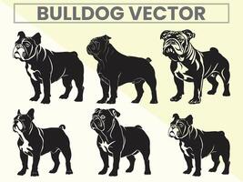 Preto silhuetas conjunto do buldogue para buldogue amante. vetor