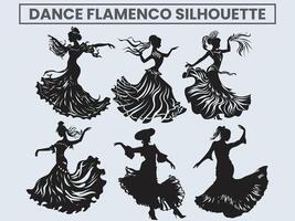 dança flamenco silhueta. Princesa dançando flamenco. vetor