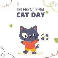 internacional personagem gato dia fundo bandeira vetor