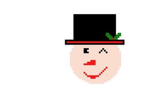 engraçado boneco de neve pixel arte , Projeto para invólucro papel, tecido padrão, fundo, cartão, cupons, bandeira, para decorado a alegre Natal e feliz Novo ano. vetor