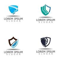 escudo proteger com vetor de modelo de inspiração de design de logotipo de tecnologia
