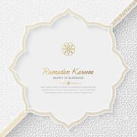 Ramadã kareem luxo ornamental cumprimento cartão com decorativo fronteira quadro, Armação vetor