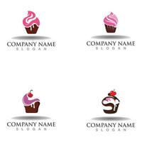 cupcake padaria logo doce sobremesa modelo ícone padaria design vetor