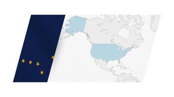EUA mapa dentro moderno estilo com bandeira do Alaska em esquerda lado. vetor