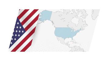 EUA mapa dentro moderno estilo com bandeira do EUA em esquerda lado. vetor