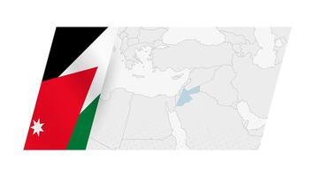Jordânia mapa dentro moderno estilo com bandeira do Jordânia em esquerda lado. vetor