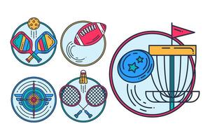 esporte emblemas tênis badminton rúgbi vôo disco vetor