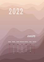 Calendário vertical de janeiro de 2022 a cada mês separadamente. modelo de planejador pessoal mensal. silhueta de pico abstrato gradiente colorido fundo, design para impressão e digital vetor