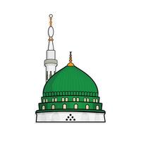 madinah masjid al Nabawi mesquita ou minarete e verde cúpula dentro saudita arábia ilustração vetor